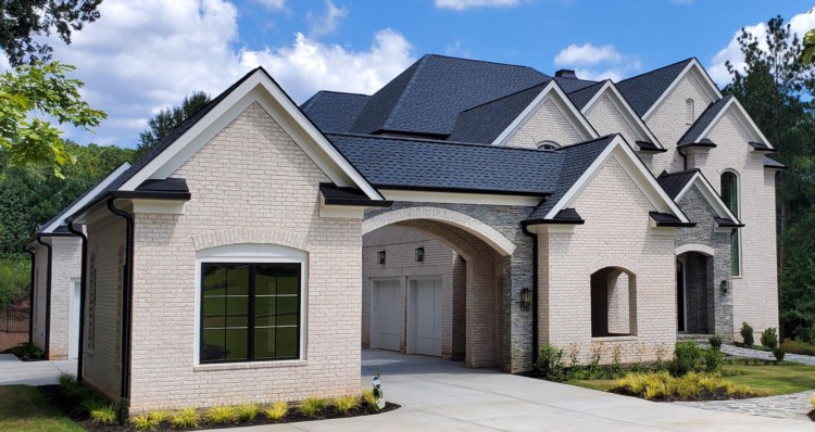 white brick house